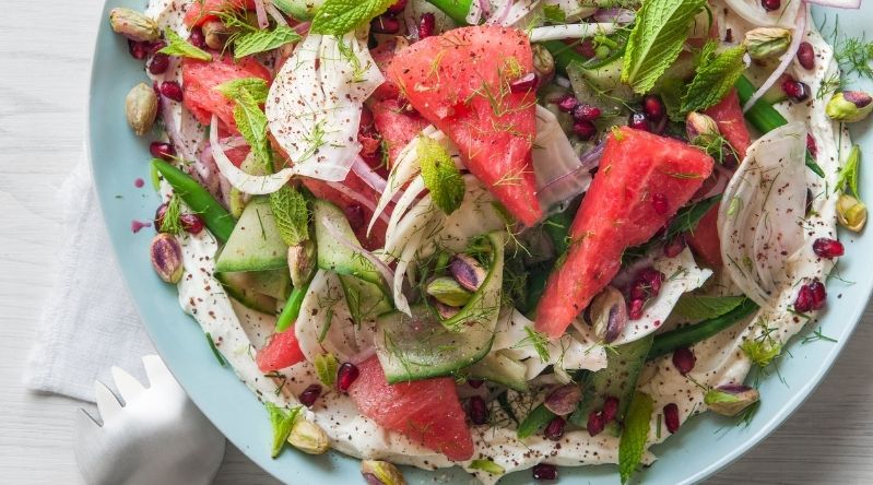 Watermelon, Pickled Fennel, Mint & Labne Salad