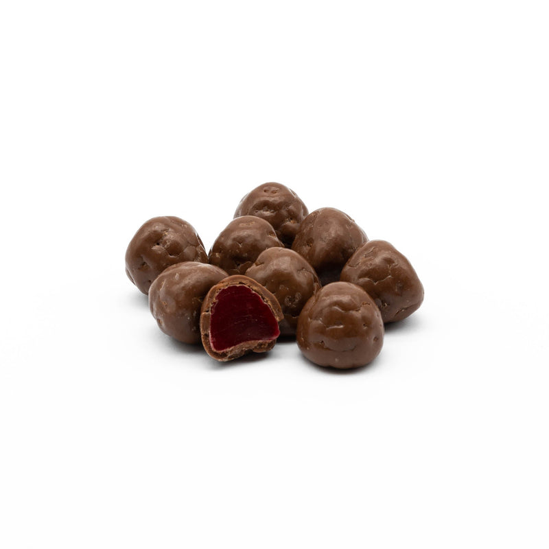 raspberry lollies coated in chocolate
