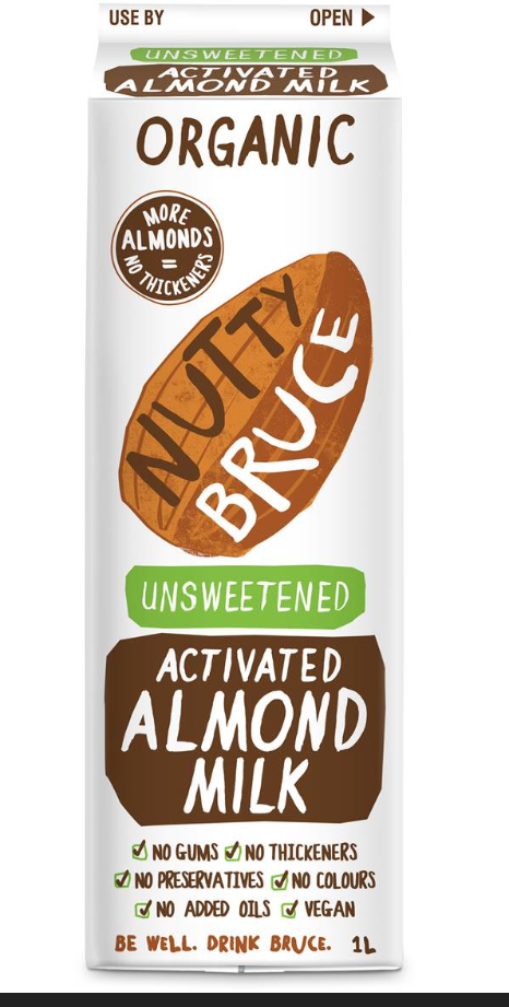 Unsweetened Almond Milk - Organic - Nutty Bruce - 1 Litre