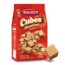 Wafers - Cubes Hazelnut 250gm Balocco